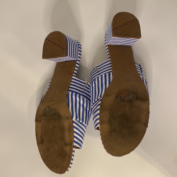 Metaphor sandal slides blue white stripe bow Women  11 - Picture 3 of 5